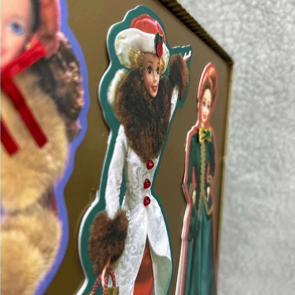 Vintage Hallmark Gold Crown Barbie Victorian Christmas Embossed Cards Set 1996